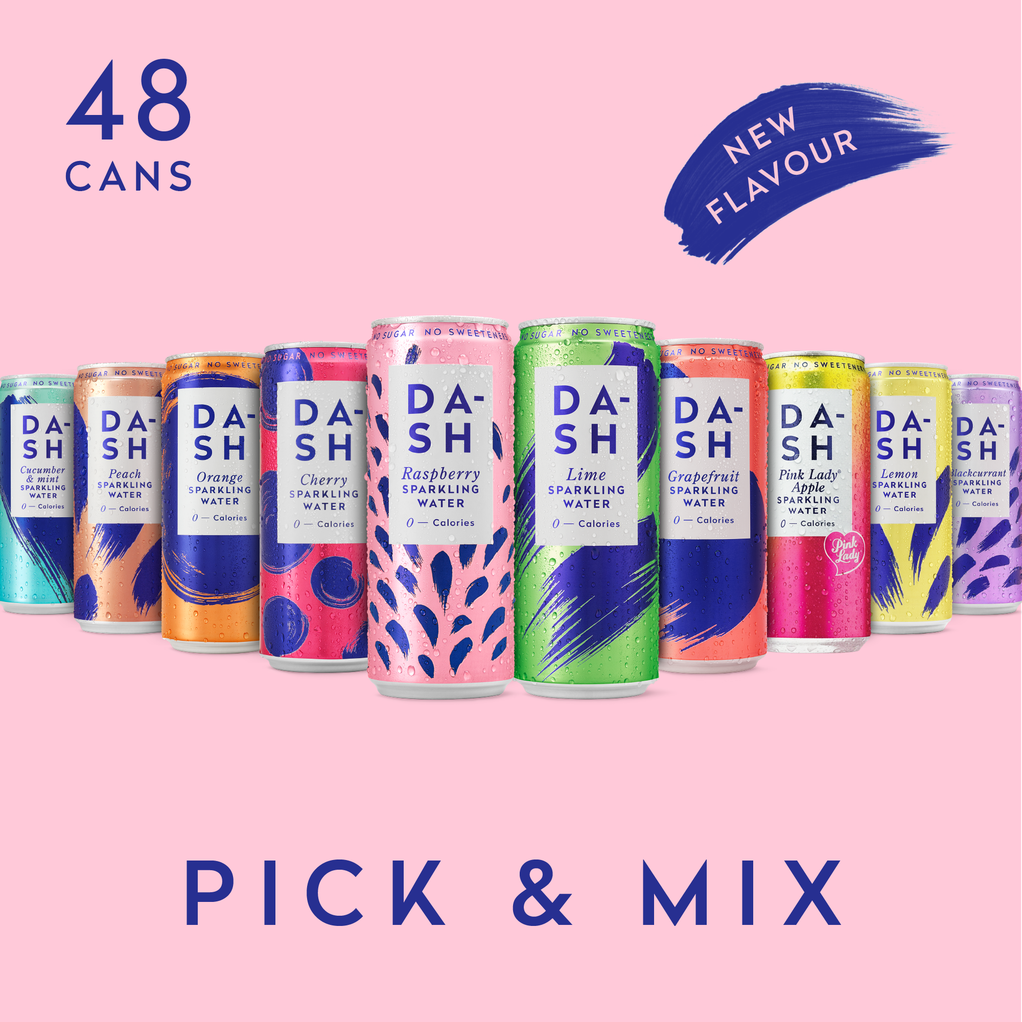 DASH Water Pick & Mix Eau Gazeuse 48 Canettes Assorties