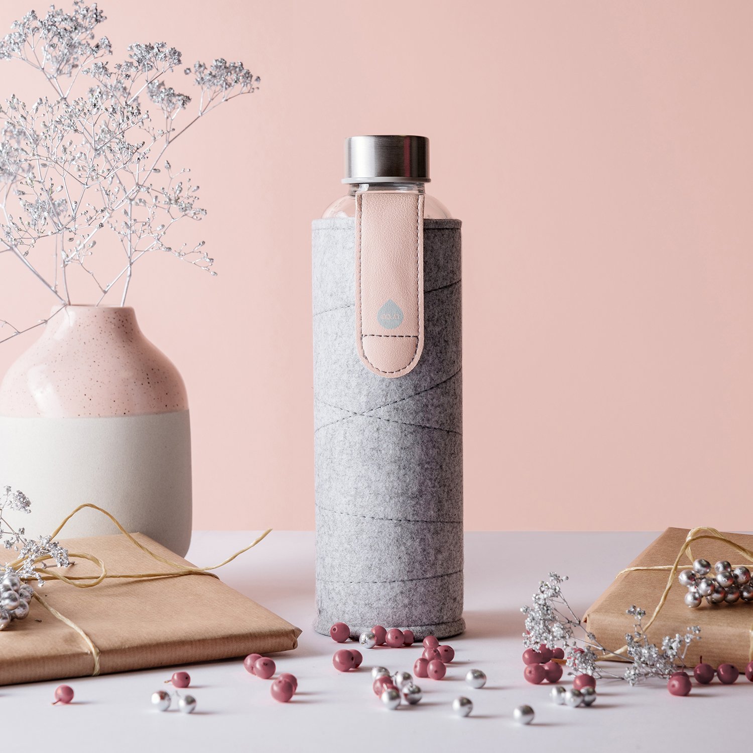 Equa Mismatch Gourde verre 750 ml bouchon inox feutre