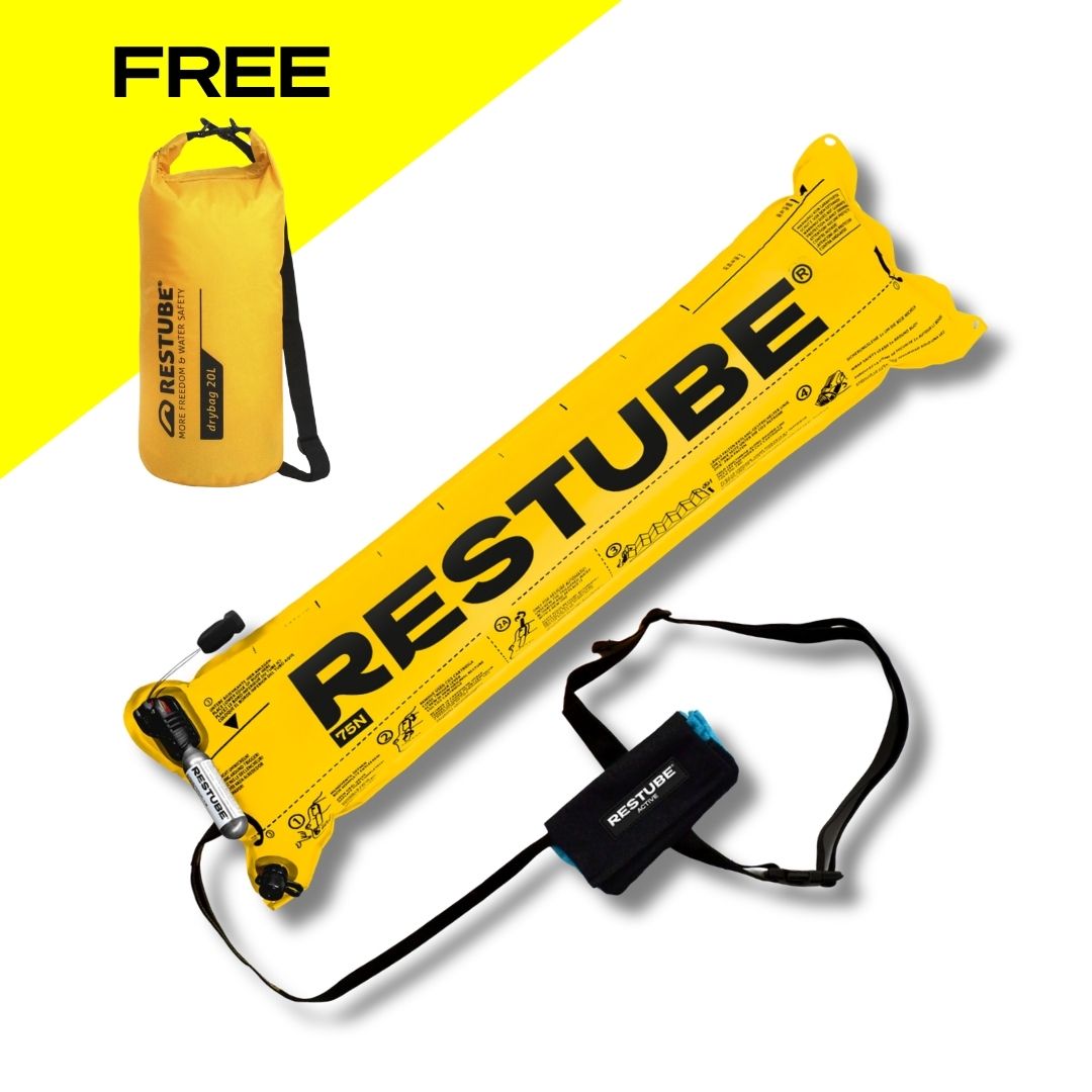 Restube Active bouée sécurité + drybag 20 L Icemint