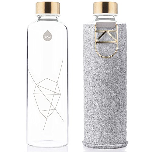 Equa Mismatch Gourde verre 750 ml housse feutre inox