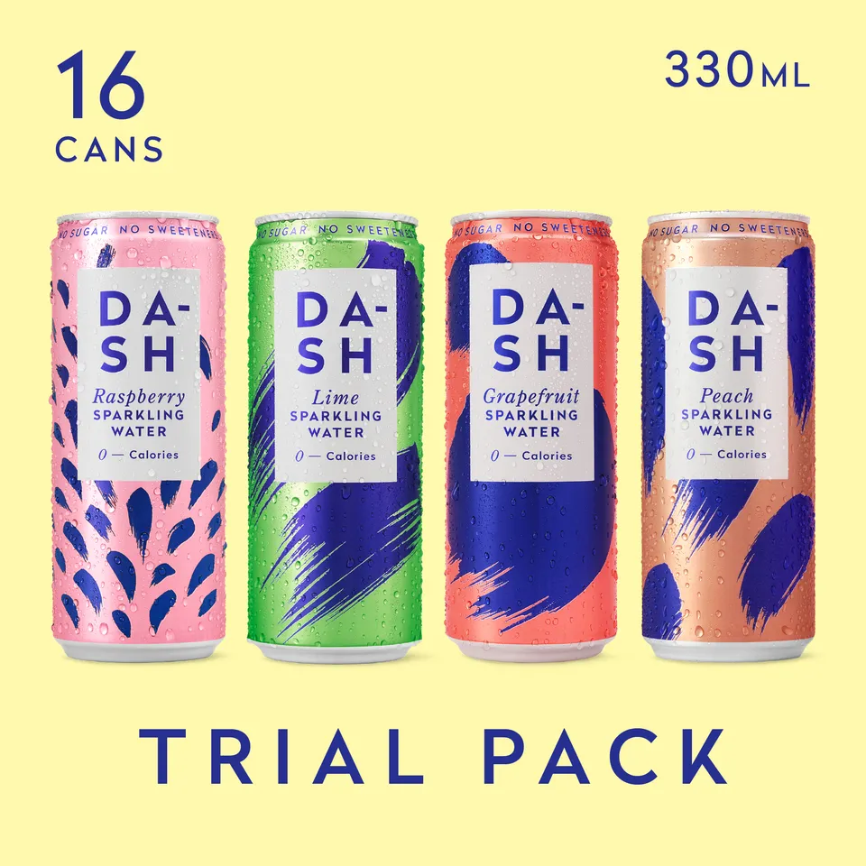 DASH Water Trial Pack Eau Gazeuse 16 Canettes 4 Parfums
