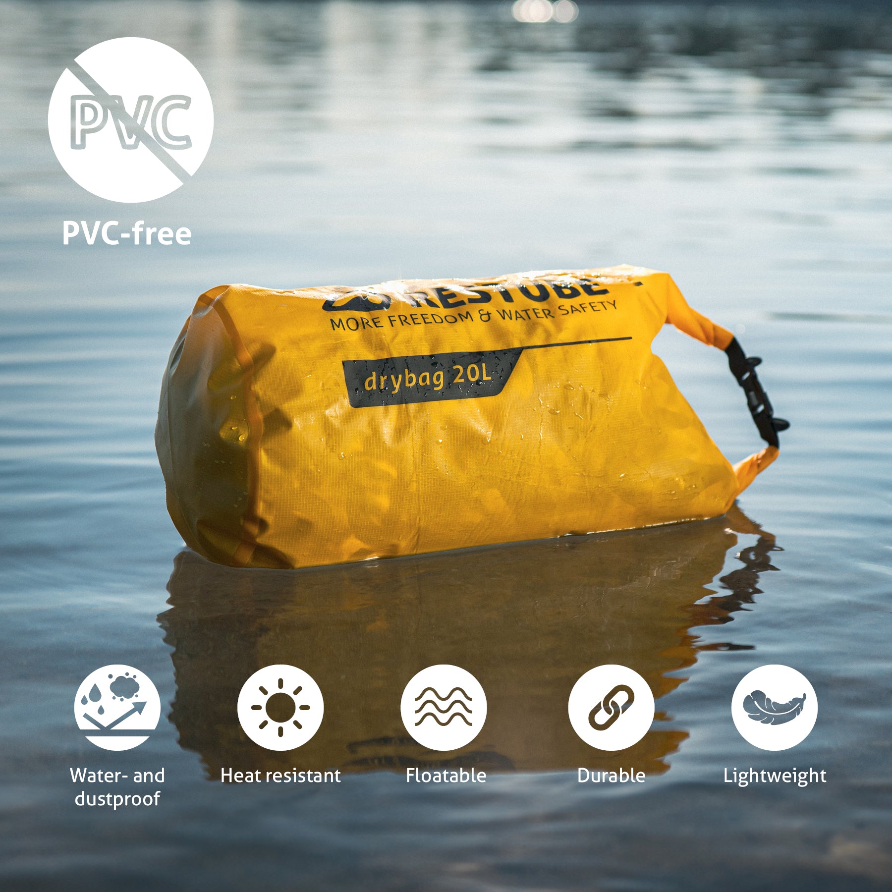 Restube Drybag Sac Étanche 10 L Jaune Enroulable