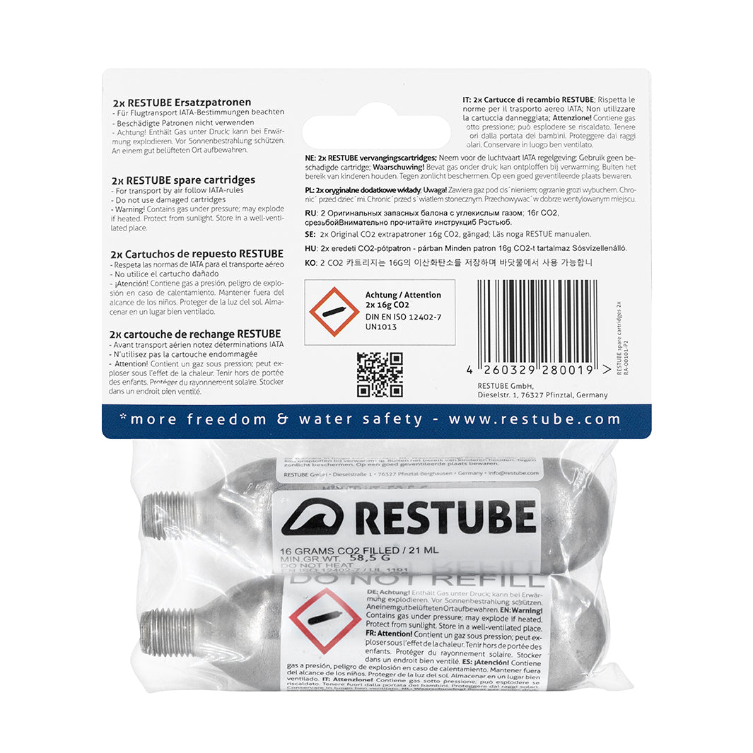 Restube cartouche CO2 16 g lot de 6 recharges bouée