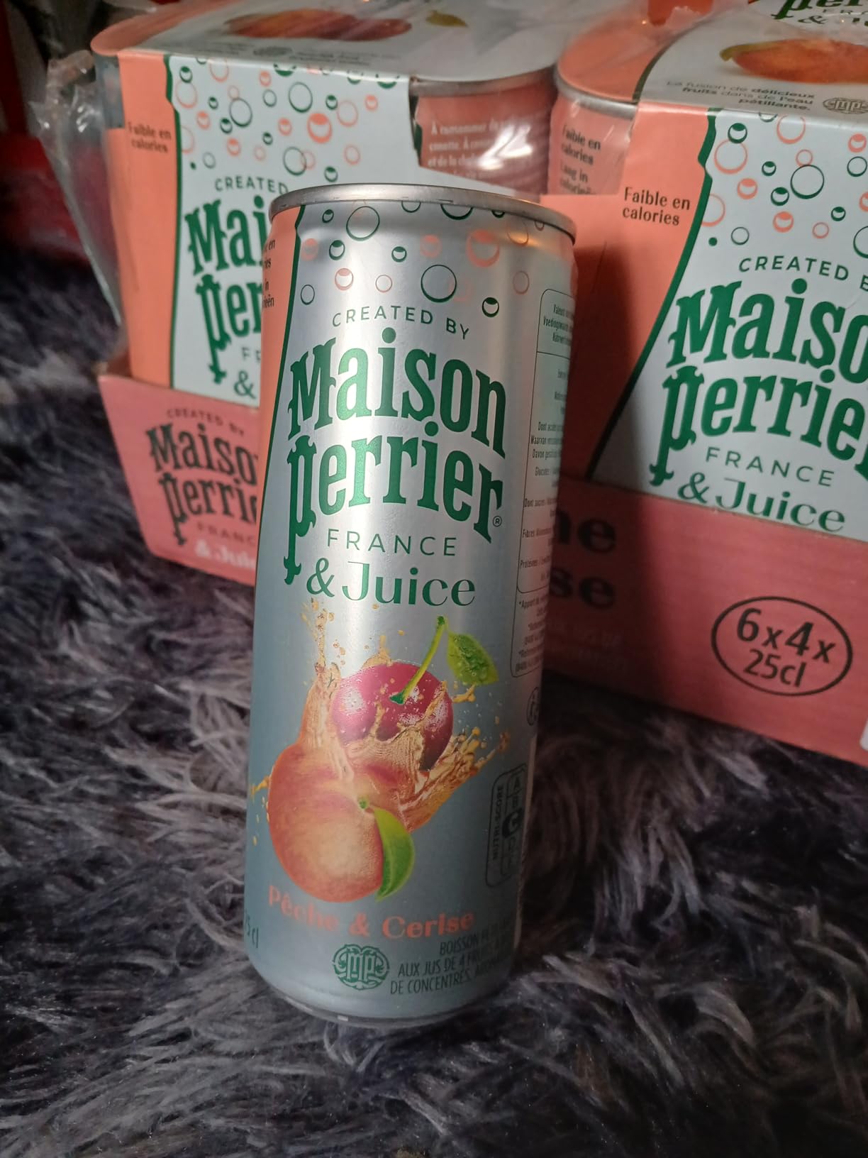Maison Perrier Magnetic Juice boisson gazeuse pêche cerise 24x25cl