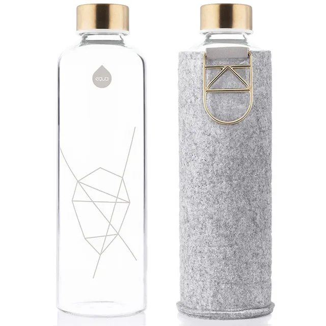 Equa Mismatch Gourde verre 750 ml housse feutre inox