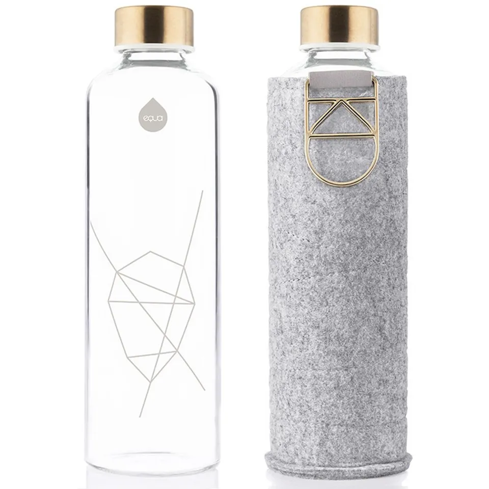Equa Mismatch Gourde verre 750 ml housse feutre inox