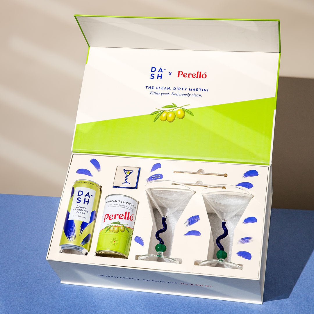 DASH x Perello kit martini coffret cocktail olives citron