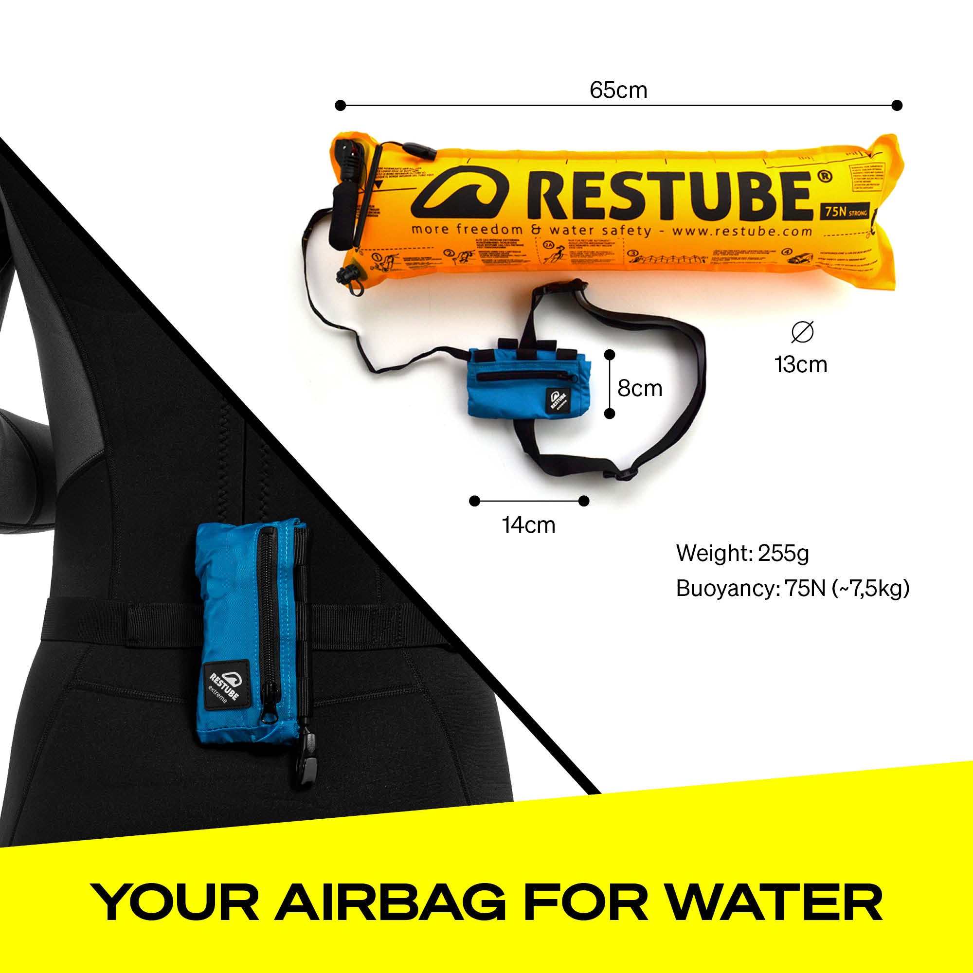 Restube Extreme bouée de sécurité Azure Blue 75 N