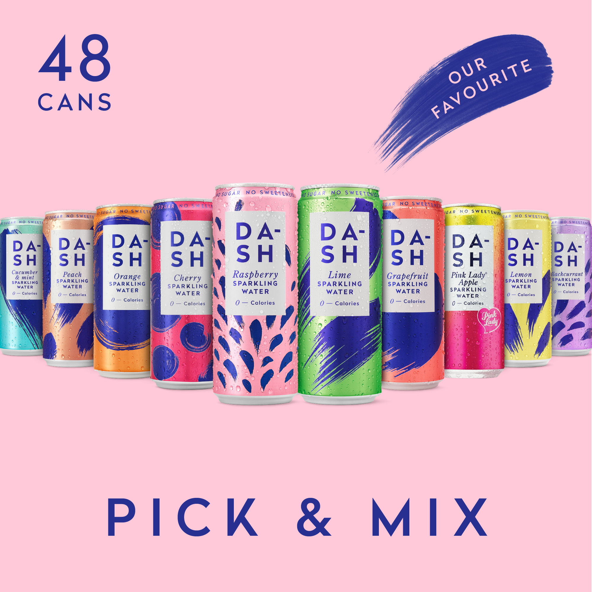 DASH Water Pick & Mix Eau Gazeuse 48 Canettes Assorties