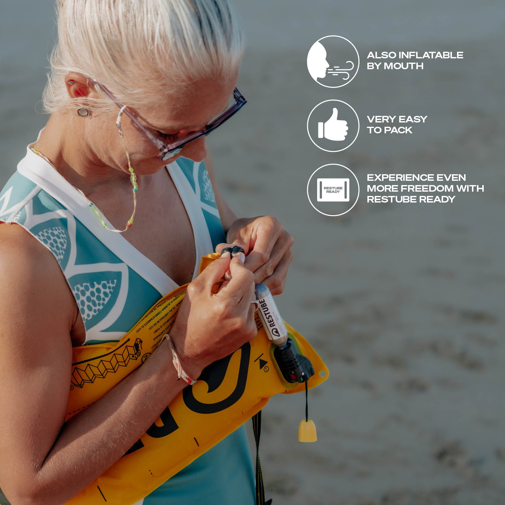 Restube Family Water Safety Set bouée Beach drybag jaune