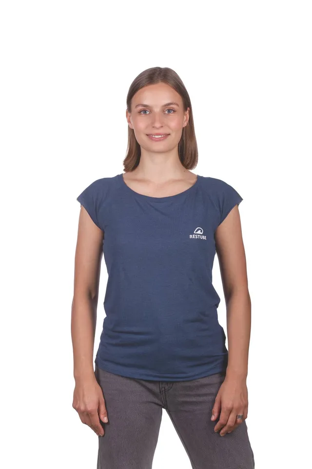 Restube Merch T-Shirt Femme Bleu - Viscose Bambou