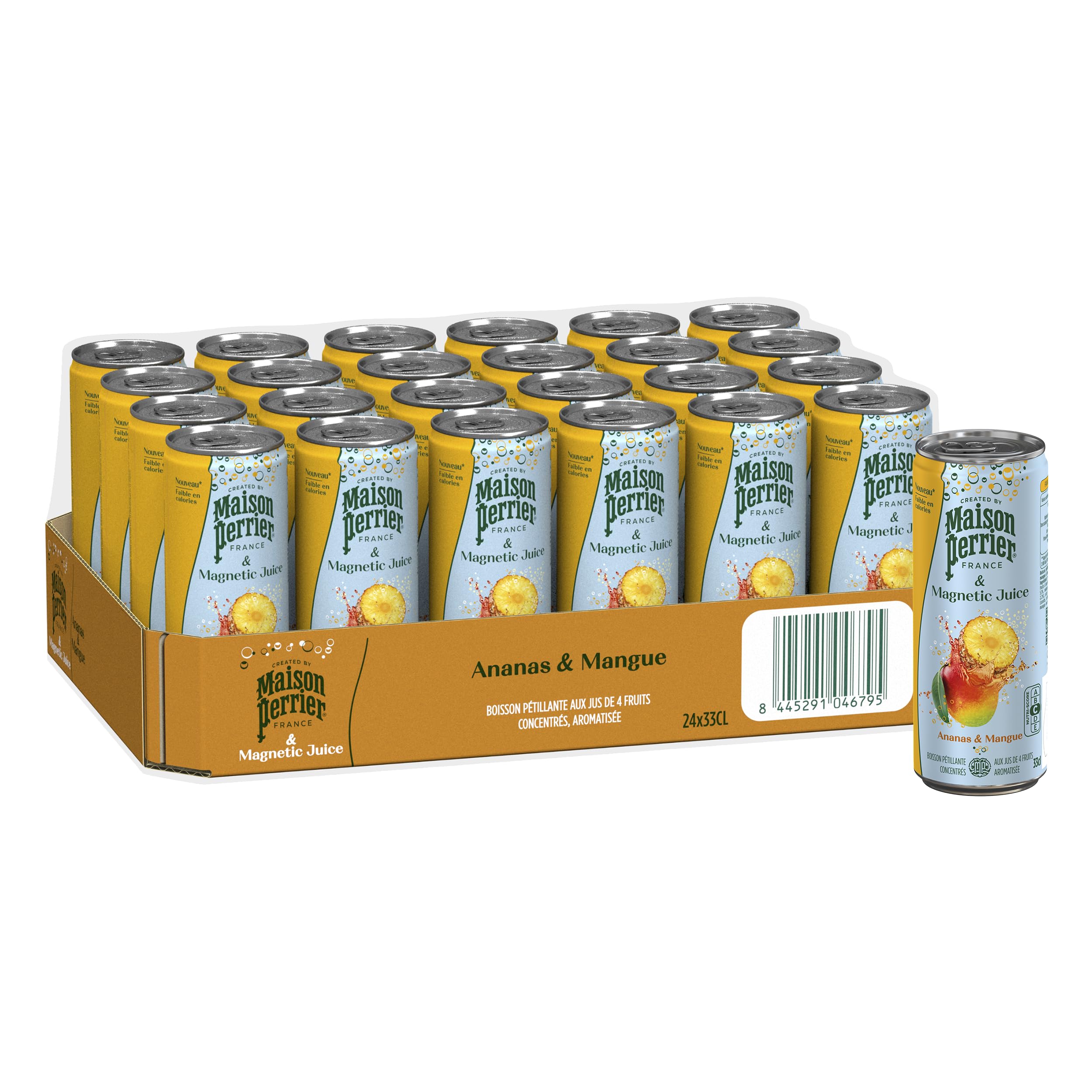 Maison Perrier Magnetic Juice boisson gazeuse ananas mangue 24x33cl