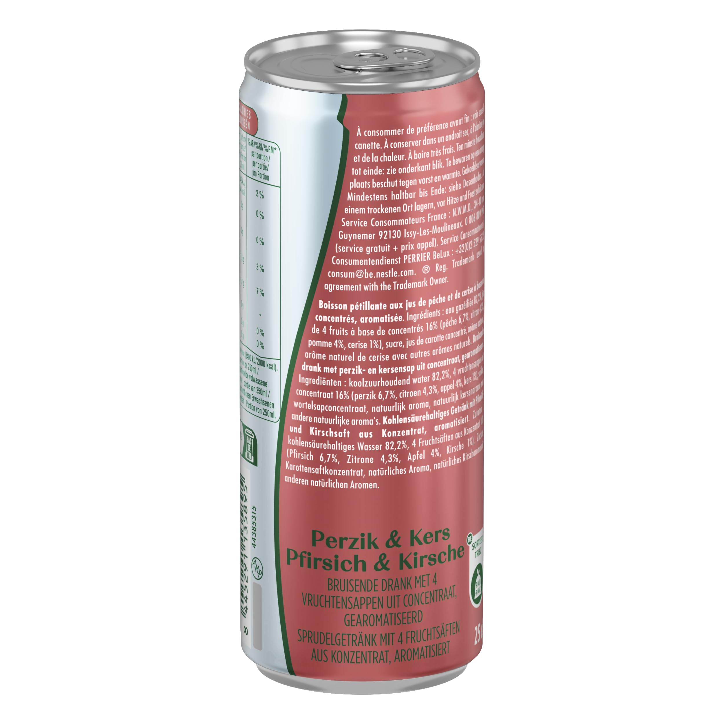 Maison Perrier Magnetic Juice boisson gazeuse pêche cerise 24x25cl