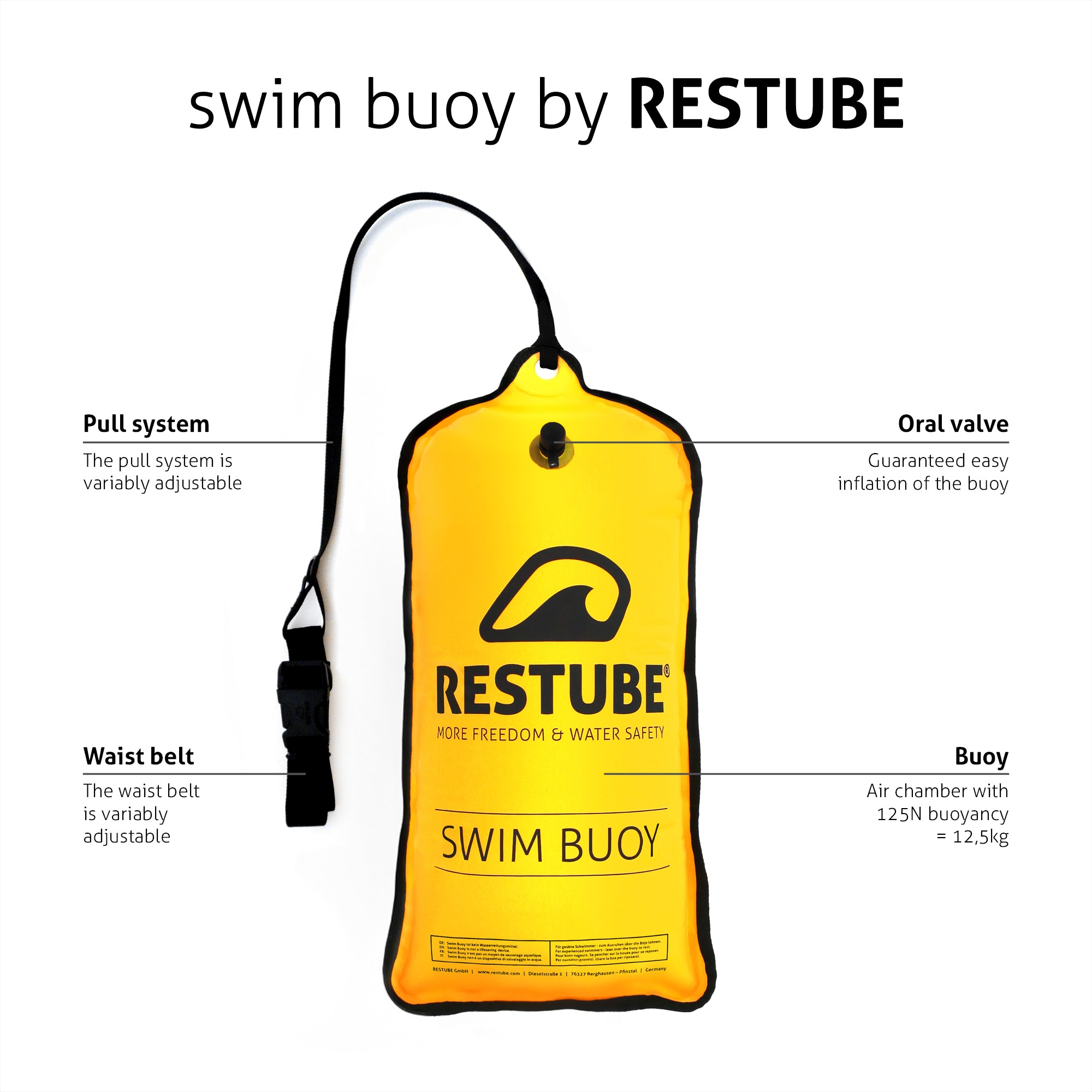 Restube Swim Buoy bouée nage eau libre Pro 12,5 L