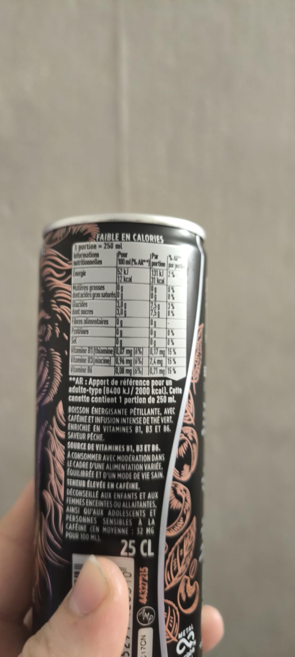 Maison Perrier Energize boisson énergisante pêche 24x25cl faible calories