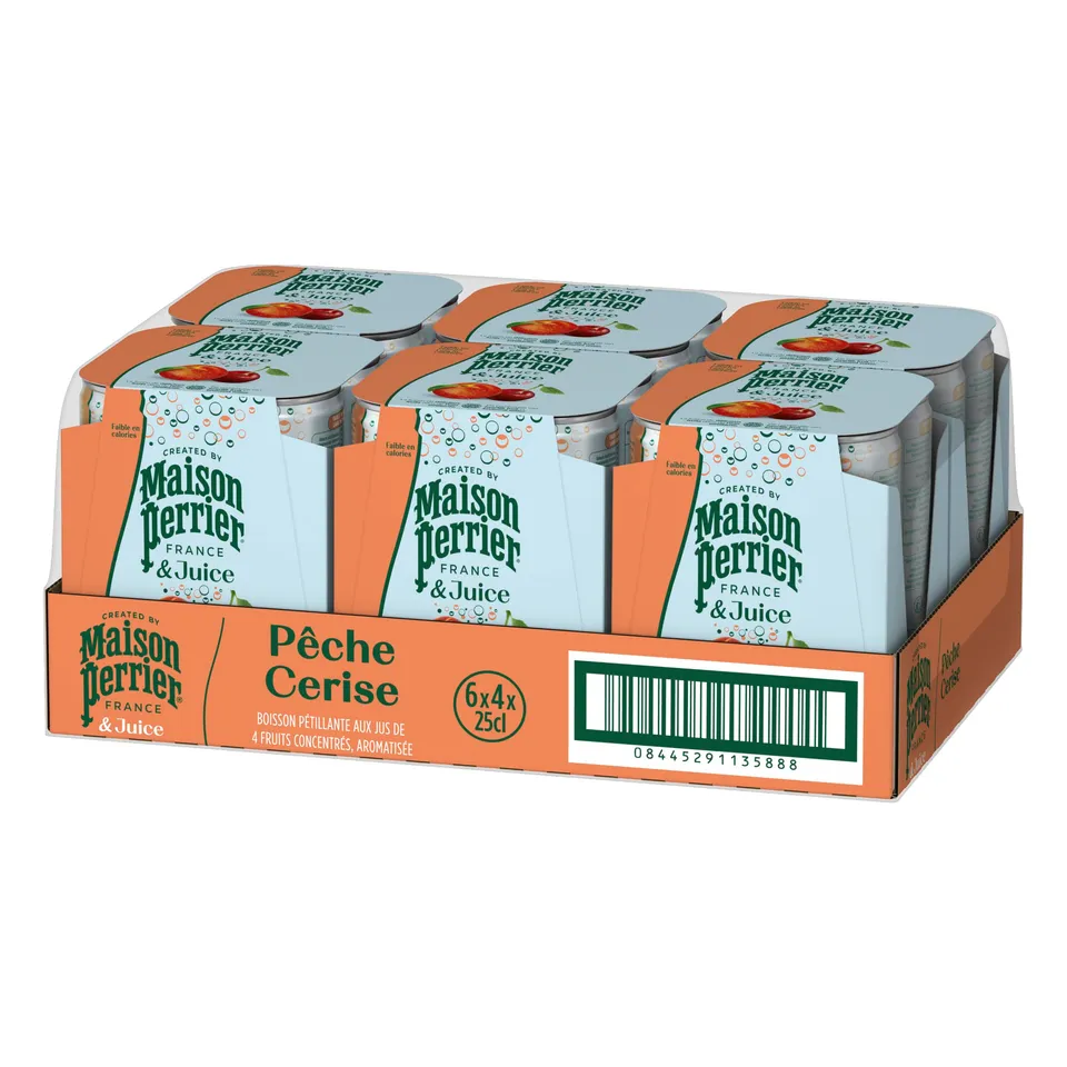 Maison Perrier Magnetic Juice boisson gazeuse pêche cerise 24x25cl
