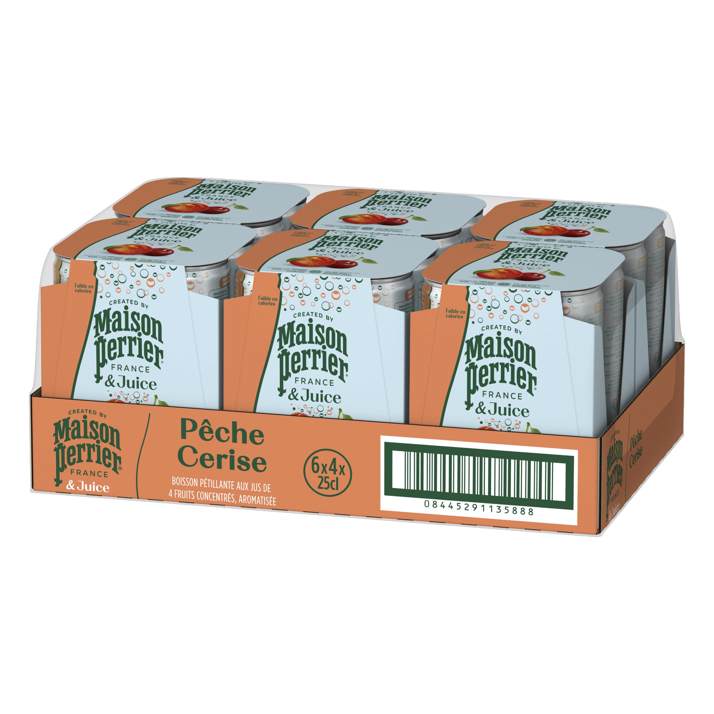 Maison Perrier Magnetic Juice boisson gazeuse pêche cerise 24x25cl
