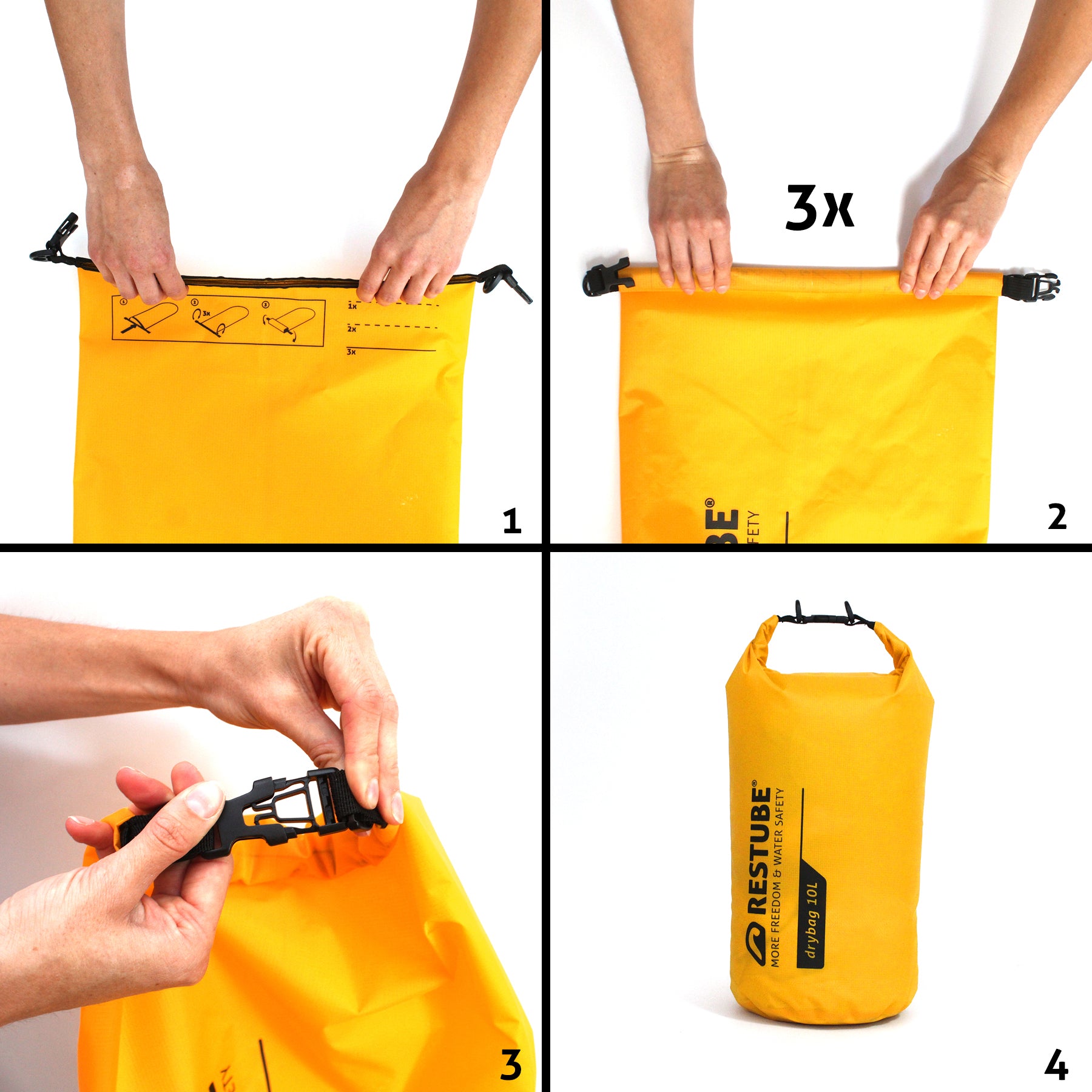 Restube Drybag Sac Étanche 10 L Jaune Enroulable