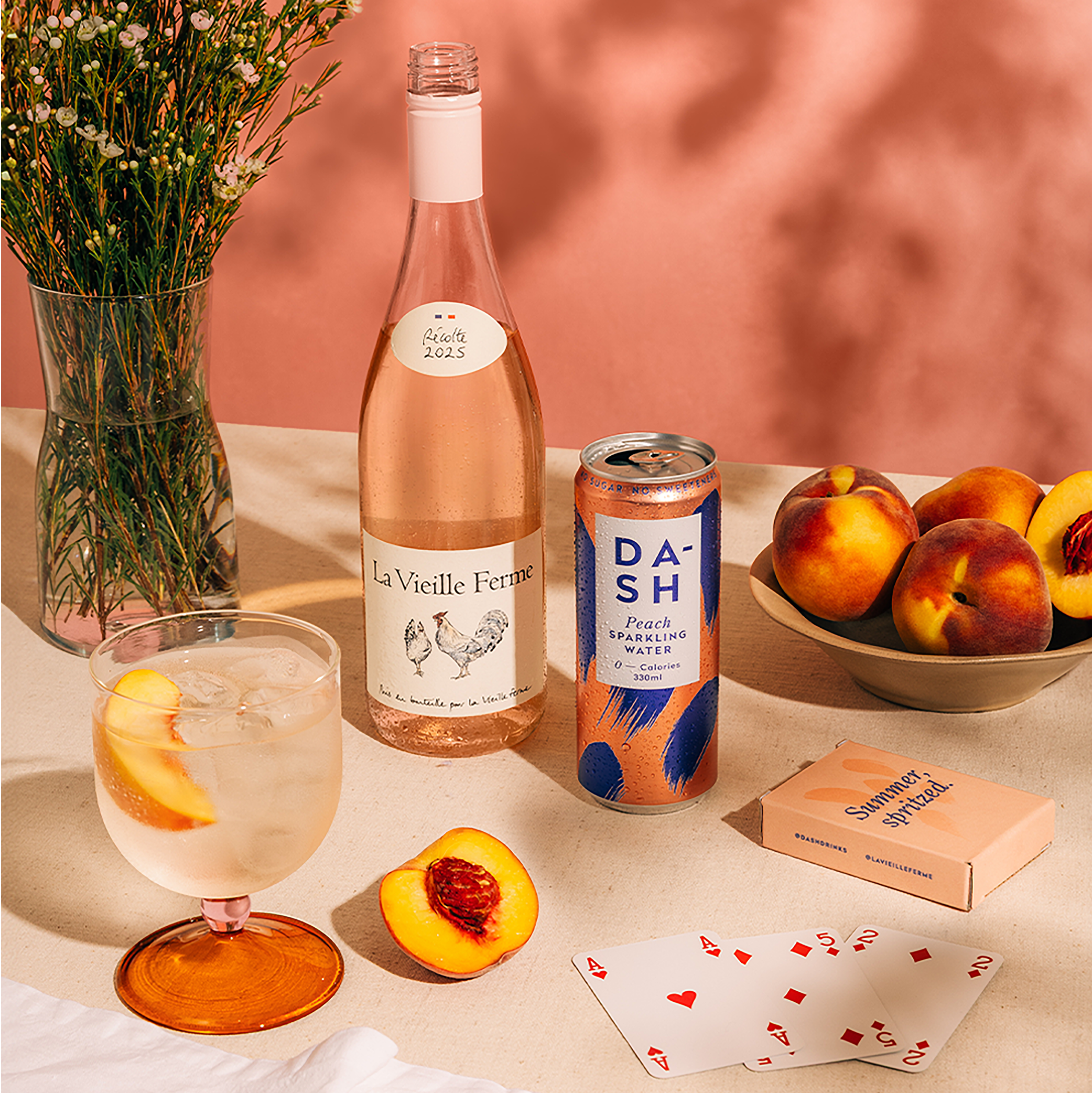 DASH x La Vieille Ferme kit spritz rosé pêche 2 verres
