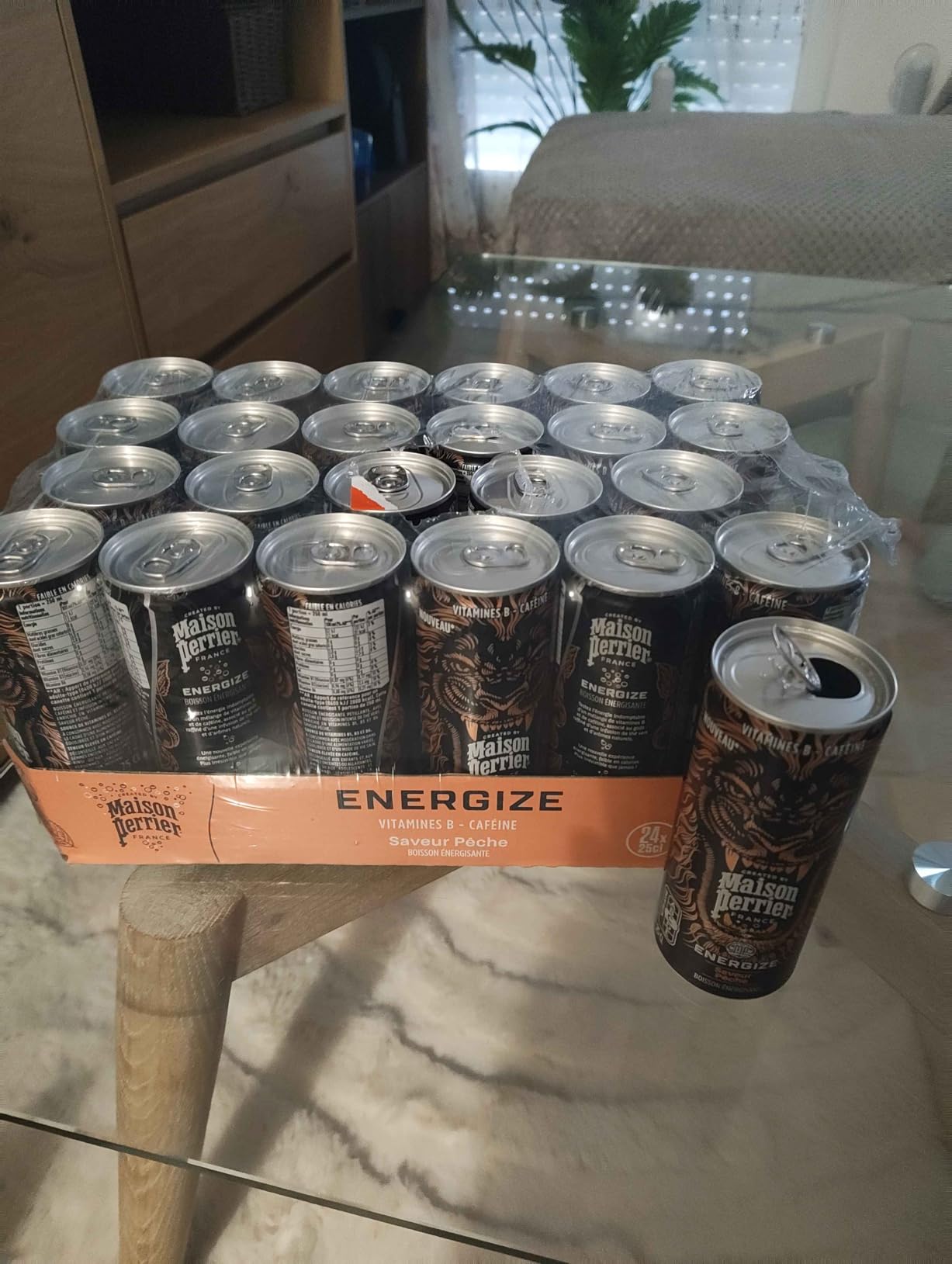 Maison Perrier Energize boisson énergisante pêche 24x25cl faible calories