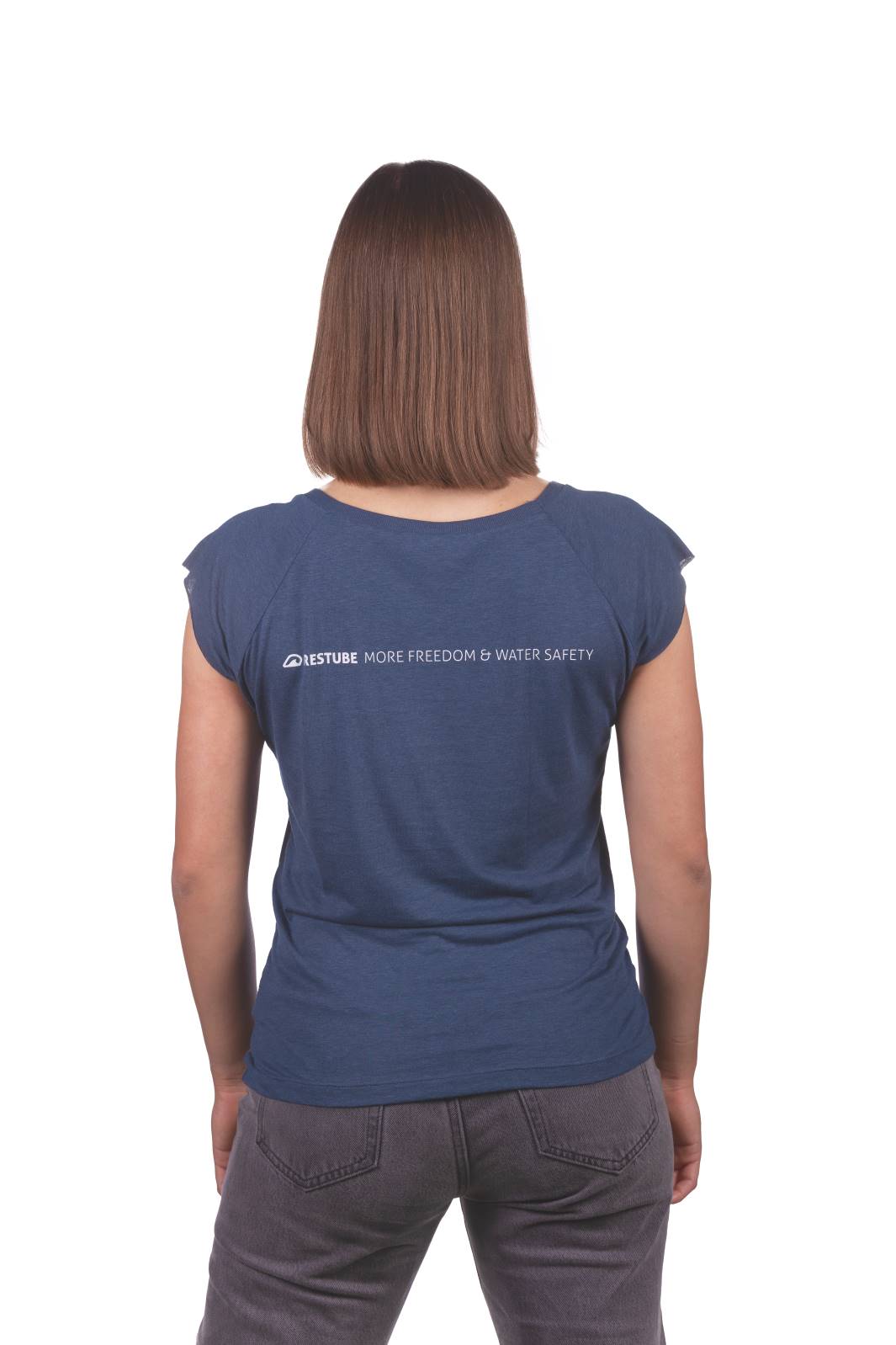 Restube Merch T-Shirt Femme Bleu - Viscose Bambou