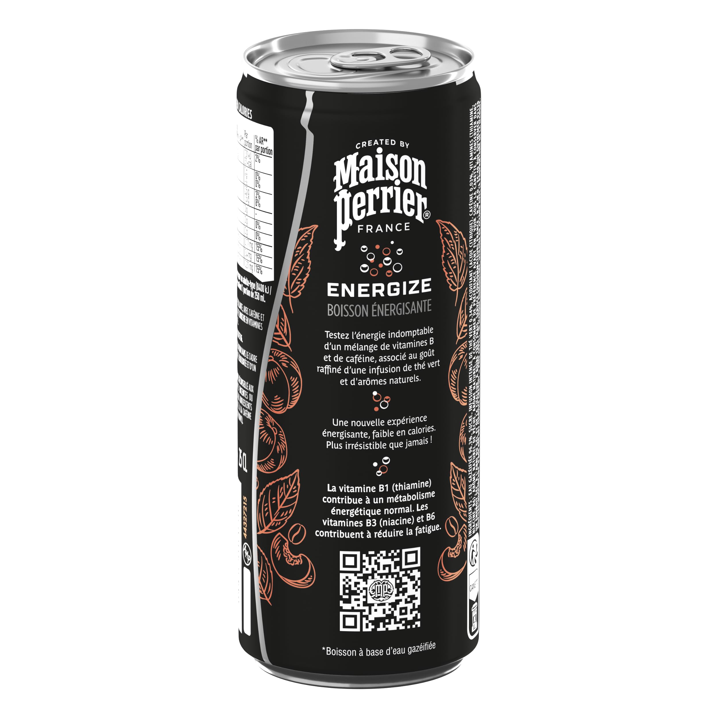 Maison Perrier Energize boisson énergisante pêche 24x25cl faible calories