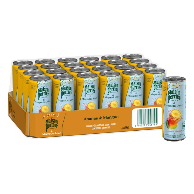 Maison Perrier Magnetic Juice boisson gazeuse ananas mangue 24x33cl