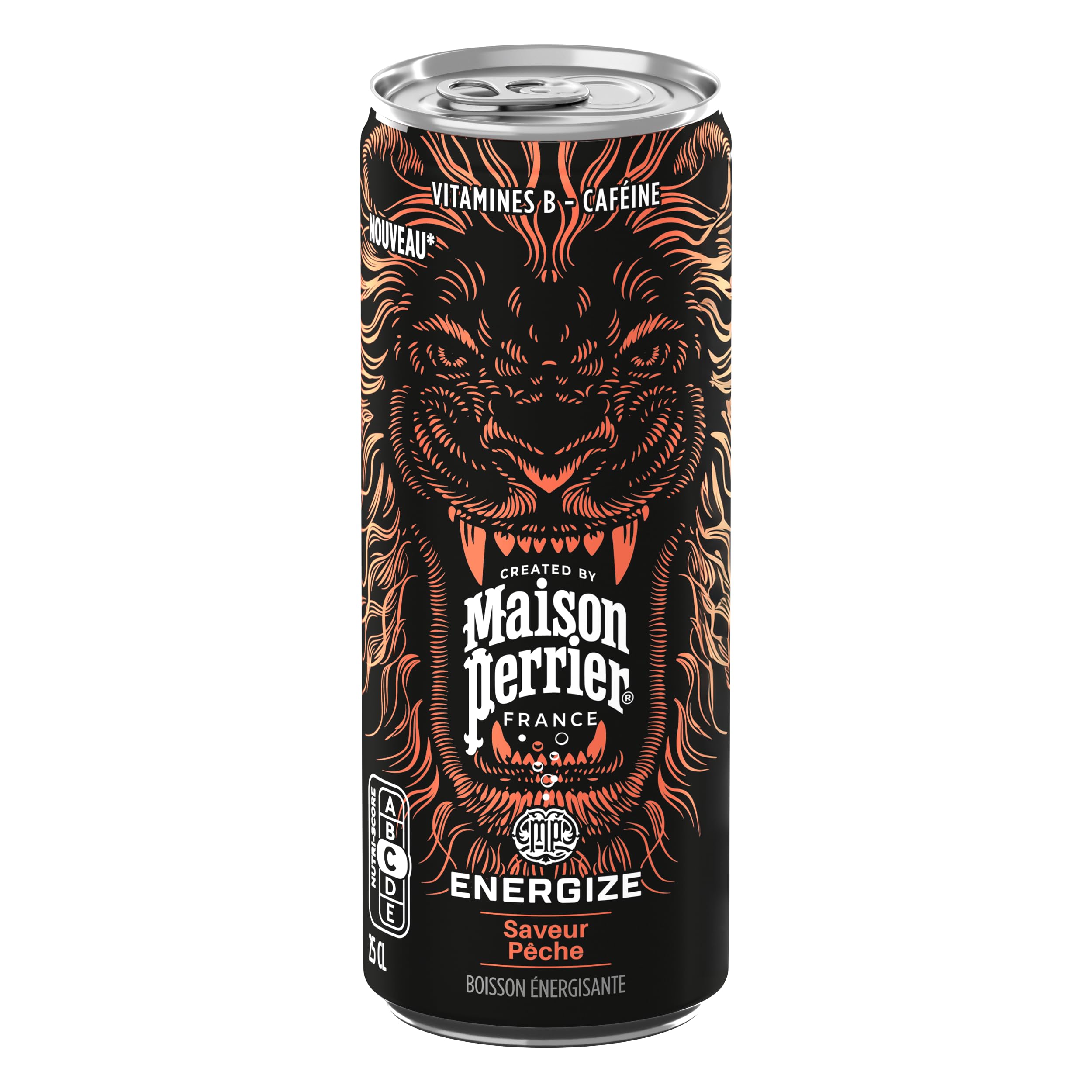 Maison Perrier Energize boisson énergisante pêche 24x25cl faible calories