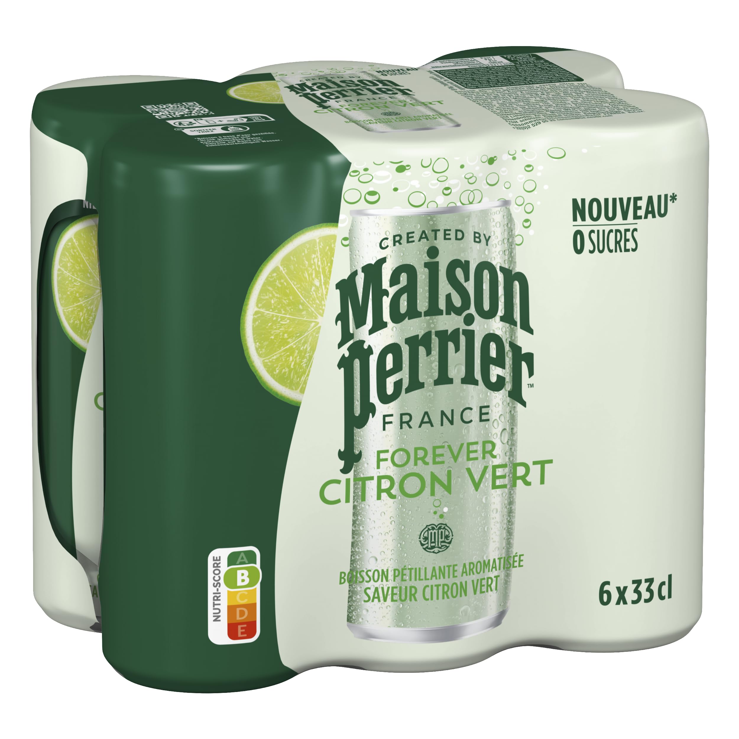 Maison Perrier Forever boisson gazeuse citron vert 24x33cl sans édulcorant