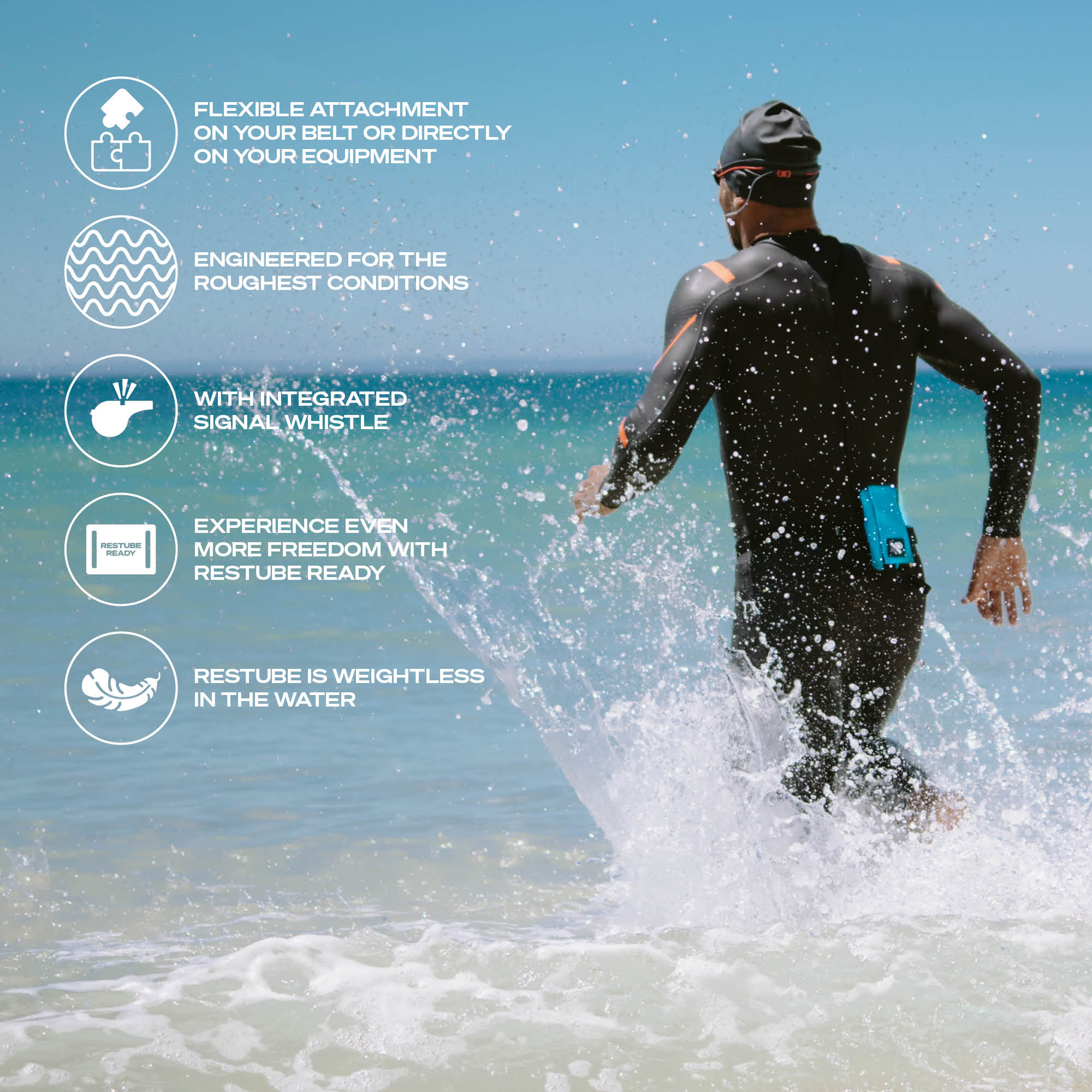 Restube Active bouée sécurité + drybag 20 L Icemint