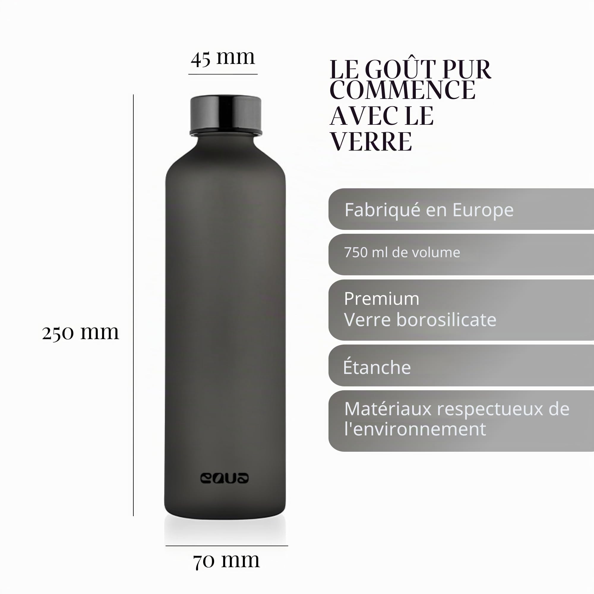 Equa Mismatch Ash bouteille verre grise 750 ml