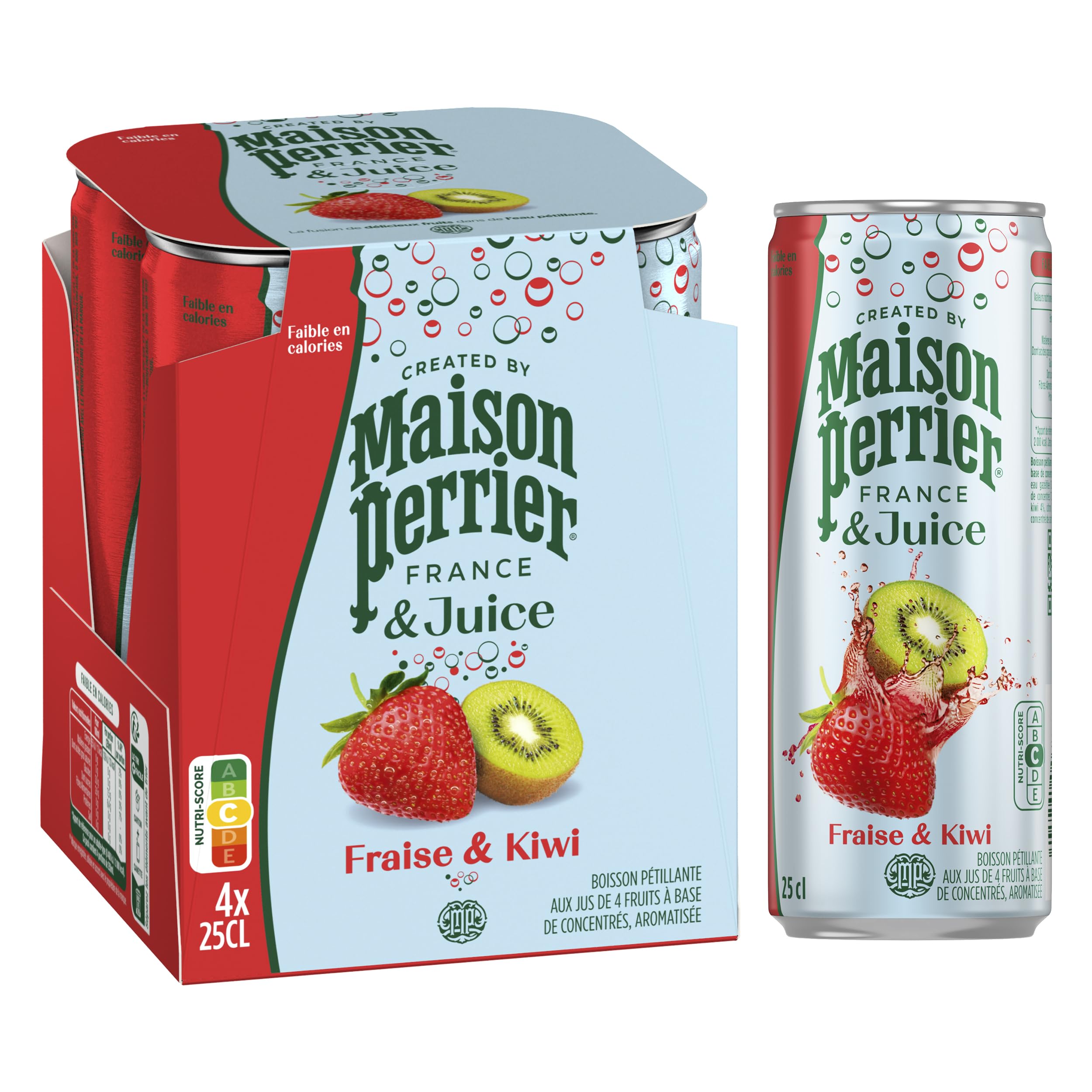 Maison Perrier Magnetic Juice boisson gazeuse fraise kiwi 24x25cl