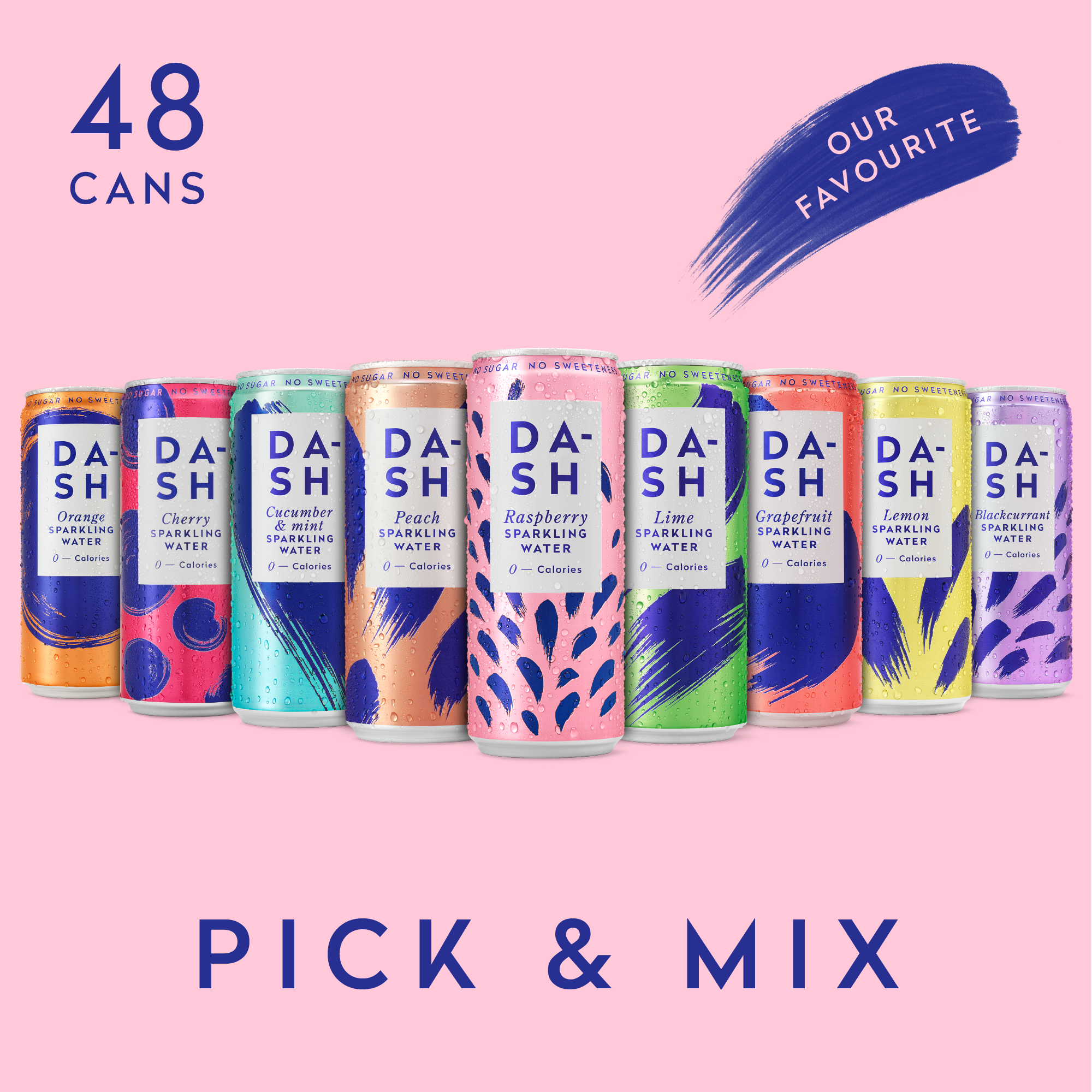 DASH Water Pick & Mix Eau Gazeuse 48 Canettes Assorties