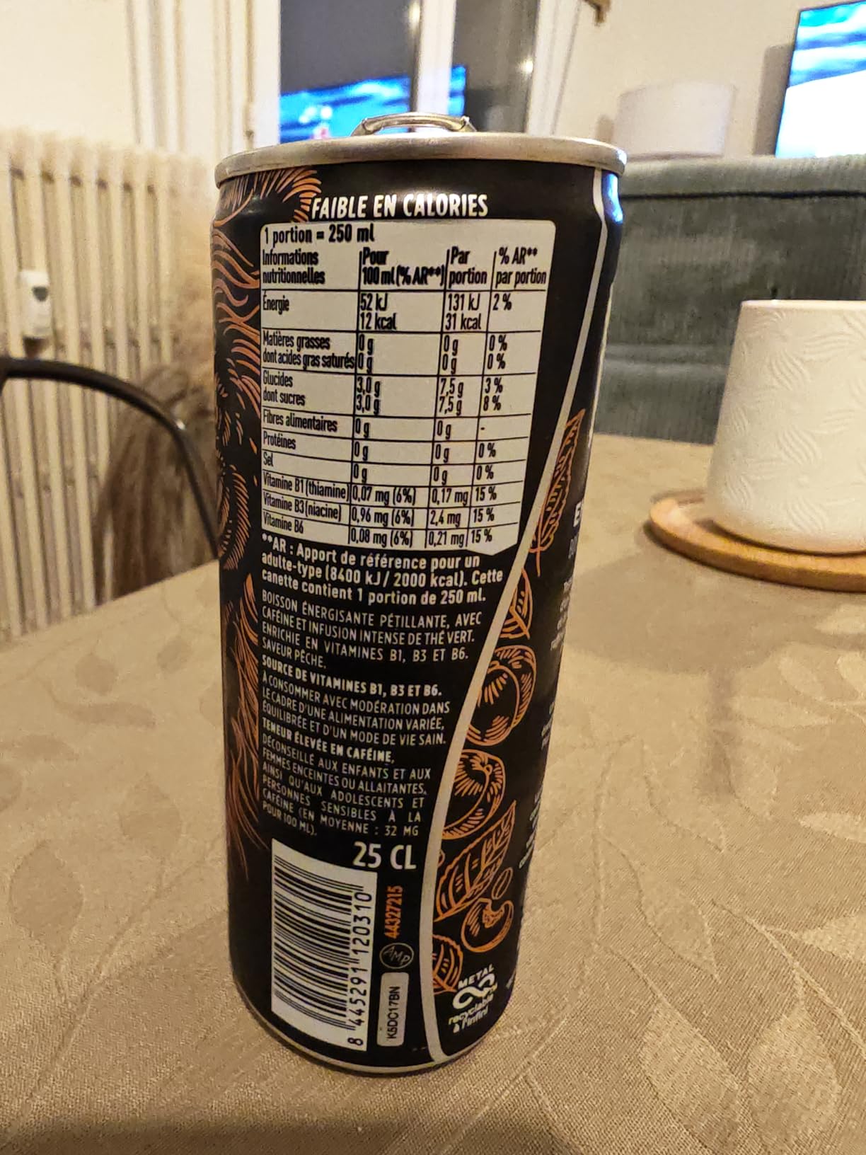 Maison Perrier Energize boisson énergisante pêche 24x25cl faible calories